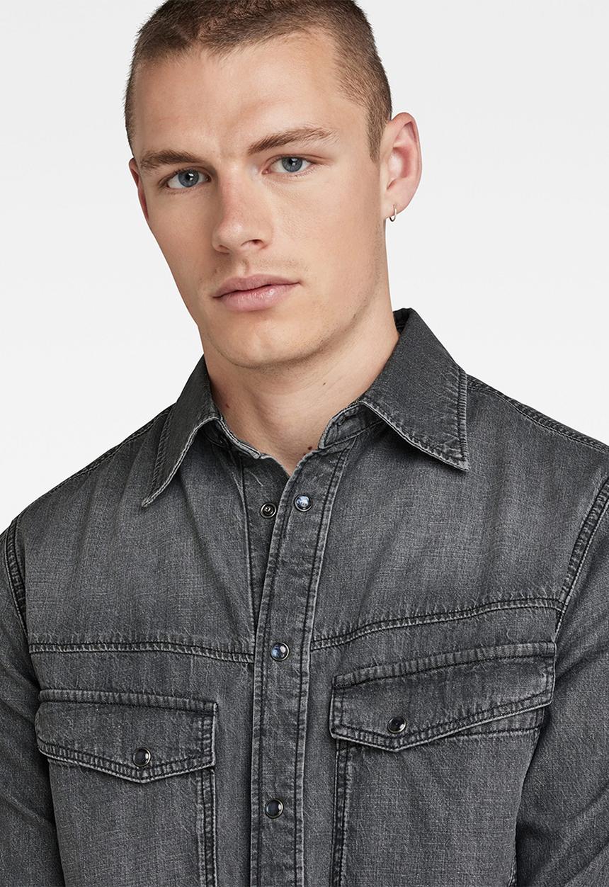 G-STAR - Dakota regular shirt long sleeve hoola - faded black jasper