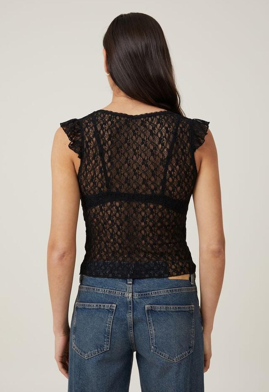 Cotton On - zoey cross front v neck tank - black