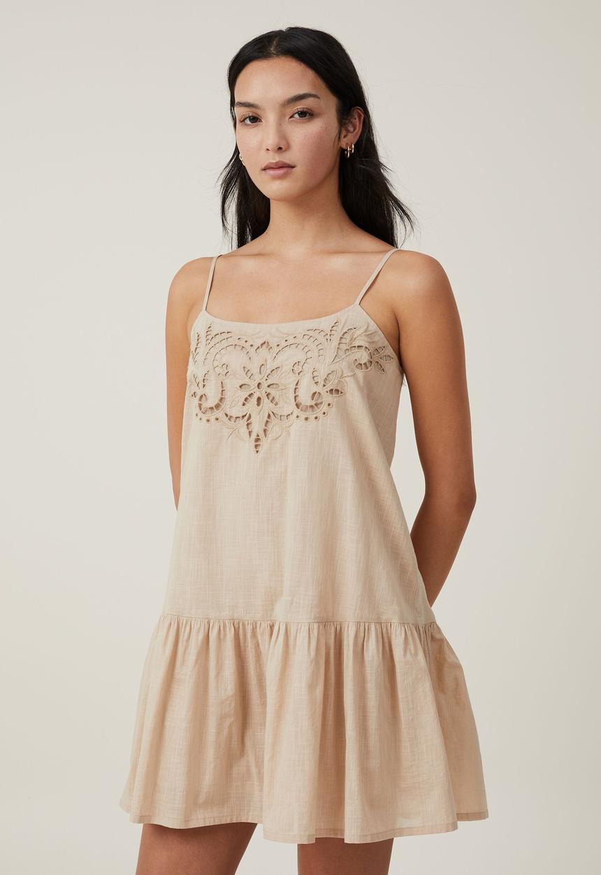 Cotton On - Brodie mini dress - mid taupe