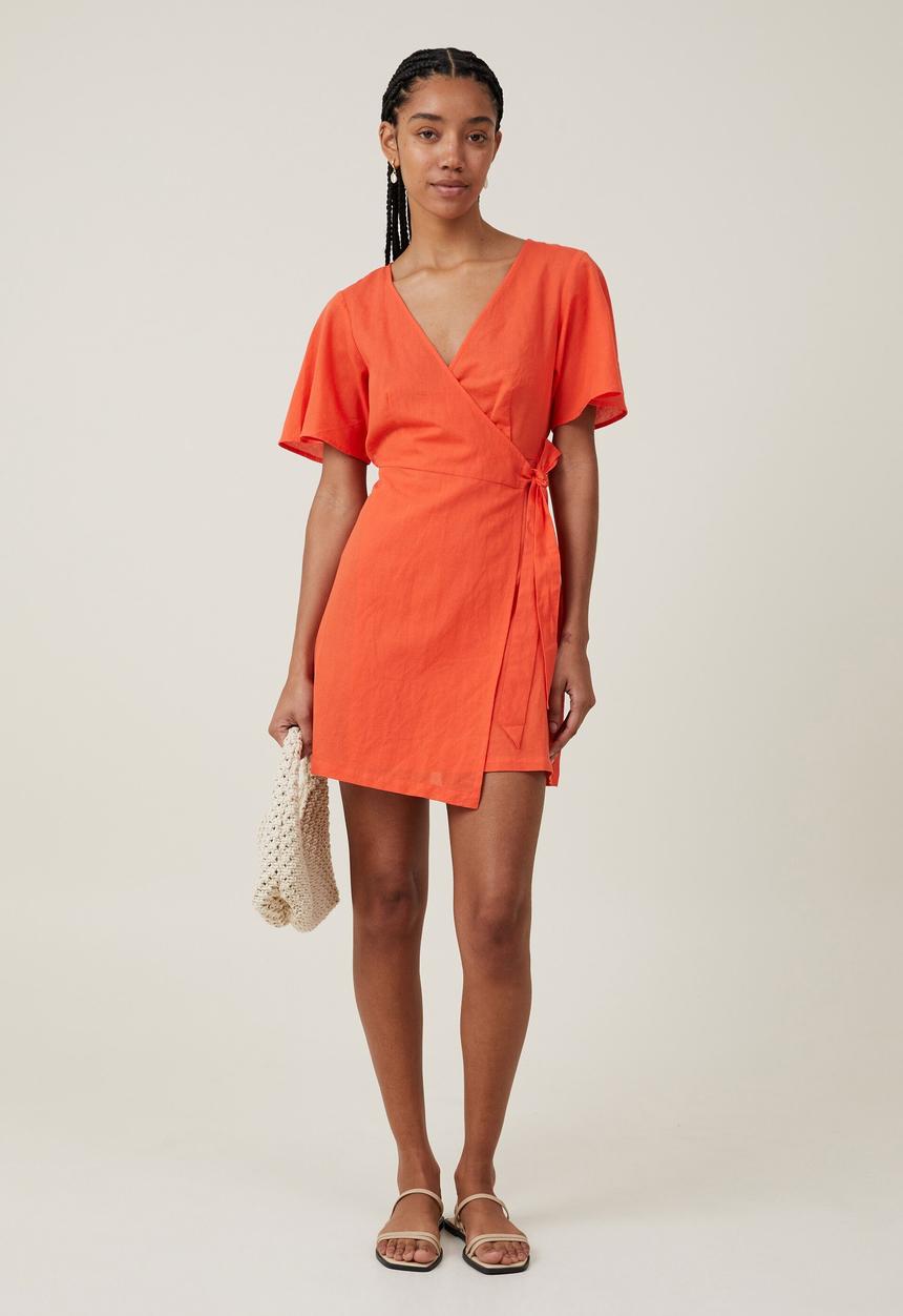 Cotton On - Wrap mini dress - sunset coral