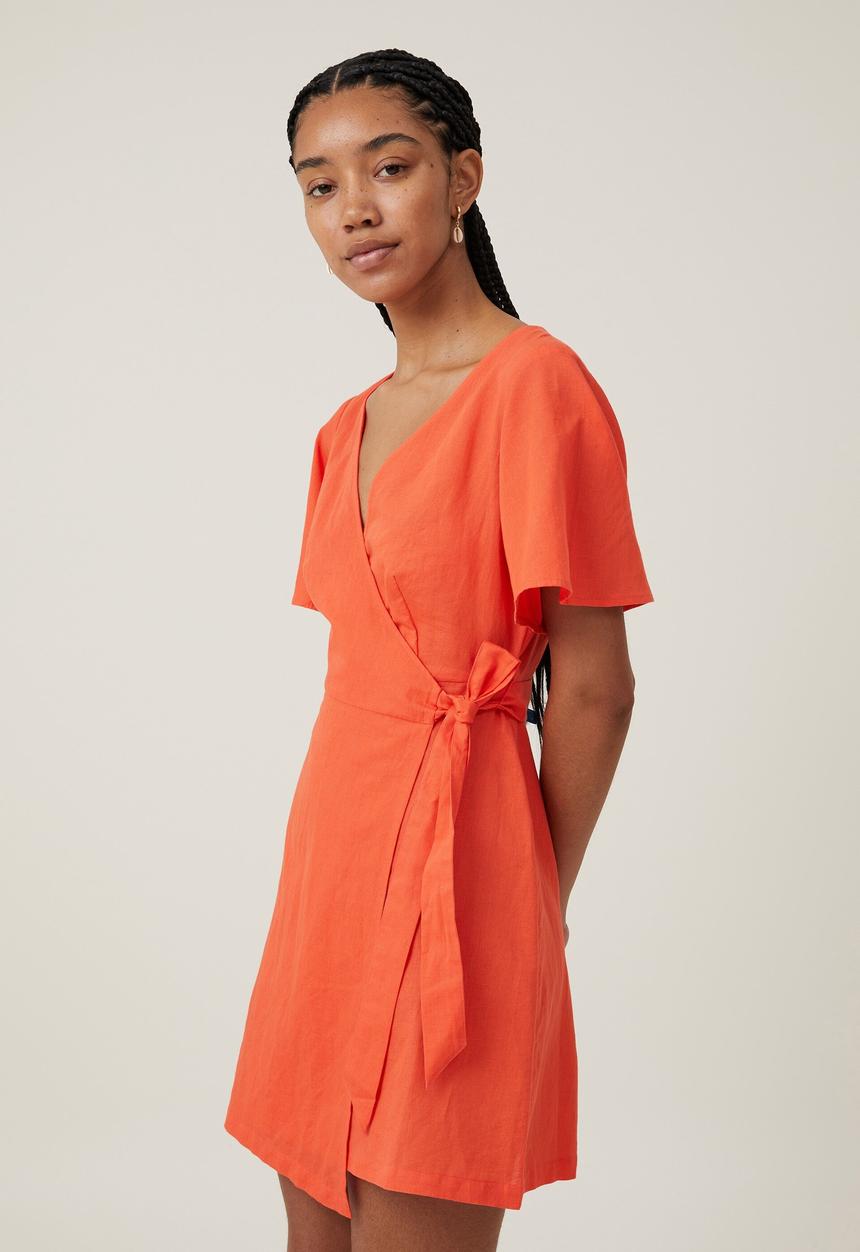 Cotton On - Wrap mini dress - sunset coral