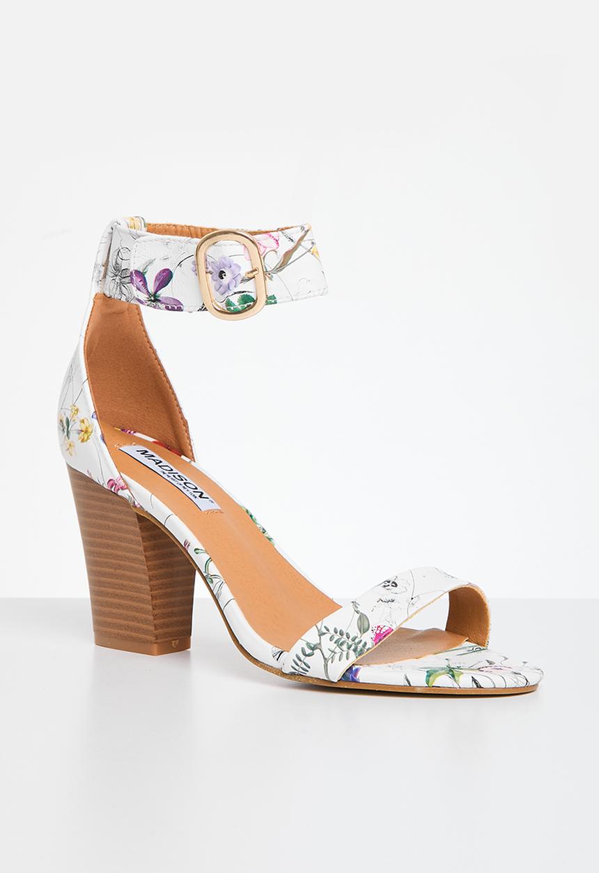 Madison® - Allan 2 ankle strap block heel sandal - white floral