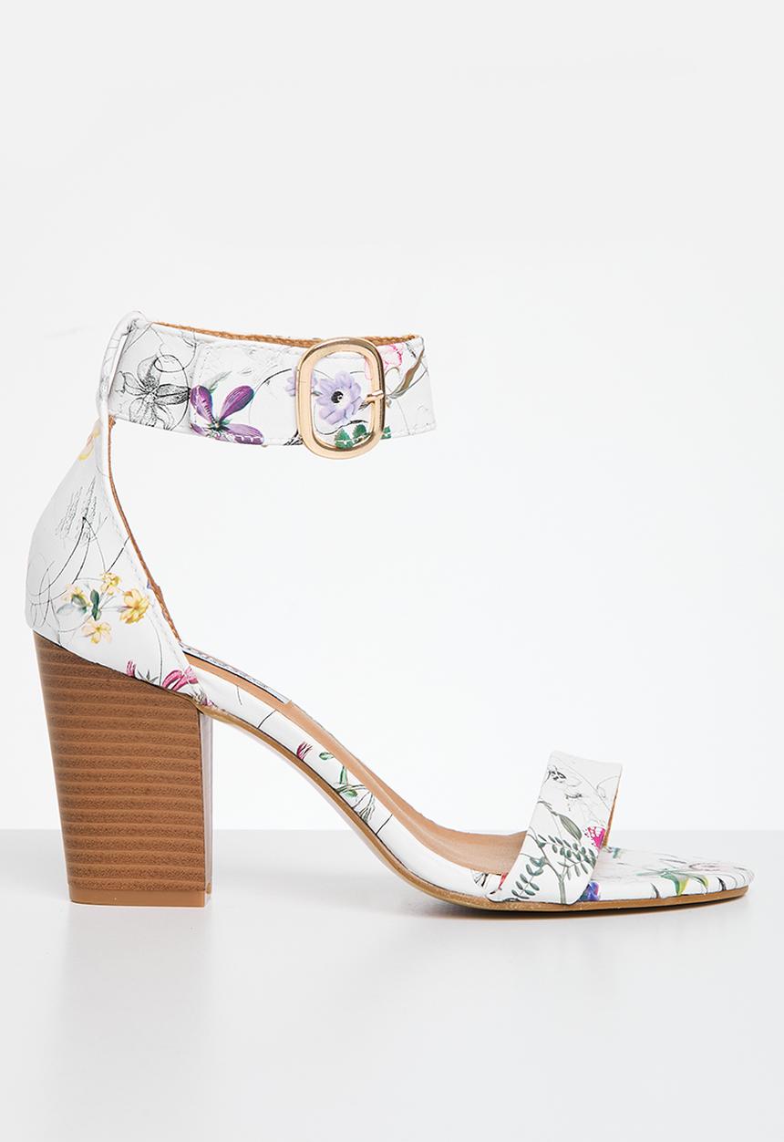 Madison® - Allan 2 ankle strap block heel sandal - white floral