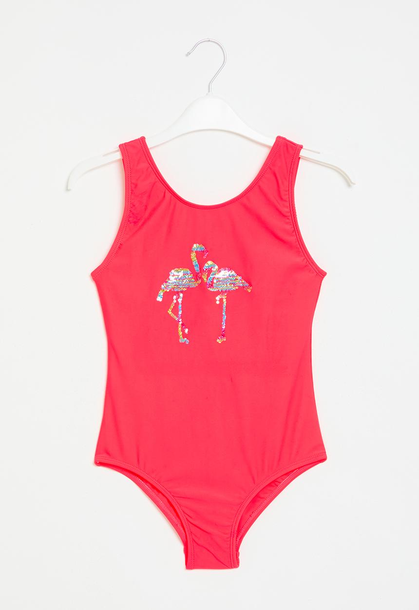 MINOTI - Scoop back swimsuit with sequins - orange