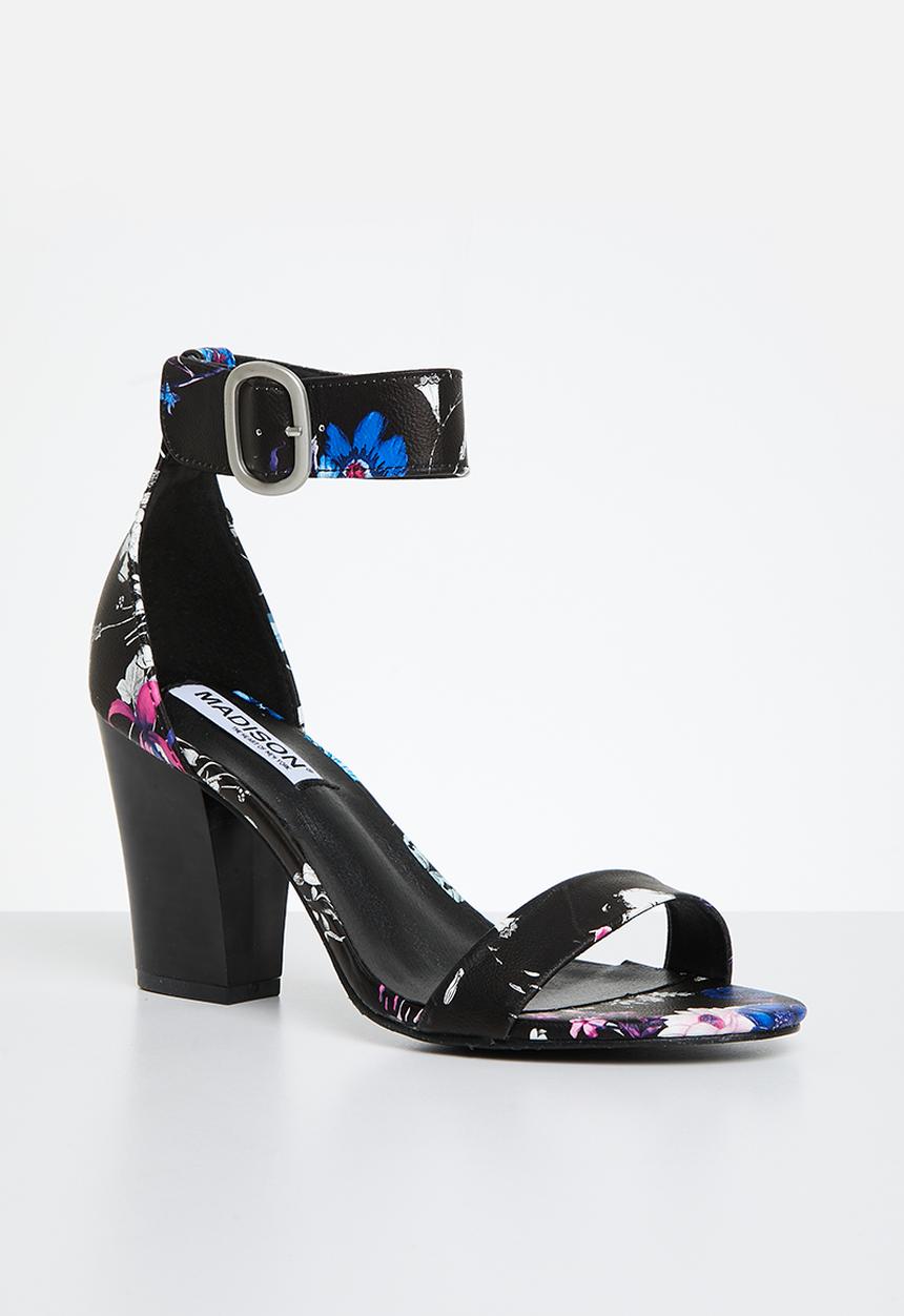 Madison® - Allan 2 ankle strap block heel sandal - black floral