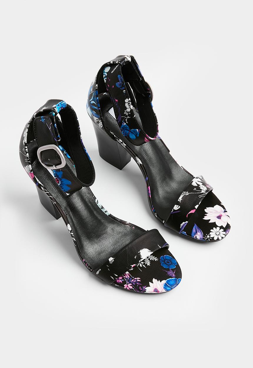 Madison® - Allan 2 ankle strap block heel sandal - black floral