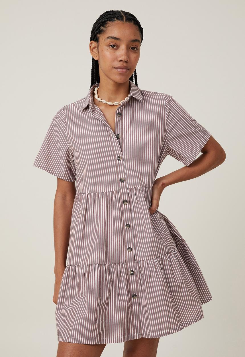 Cotton On - Noah mini shirt dress - layla stripe brown