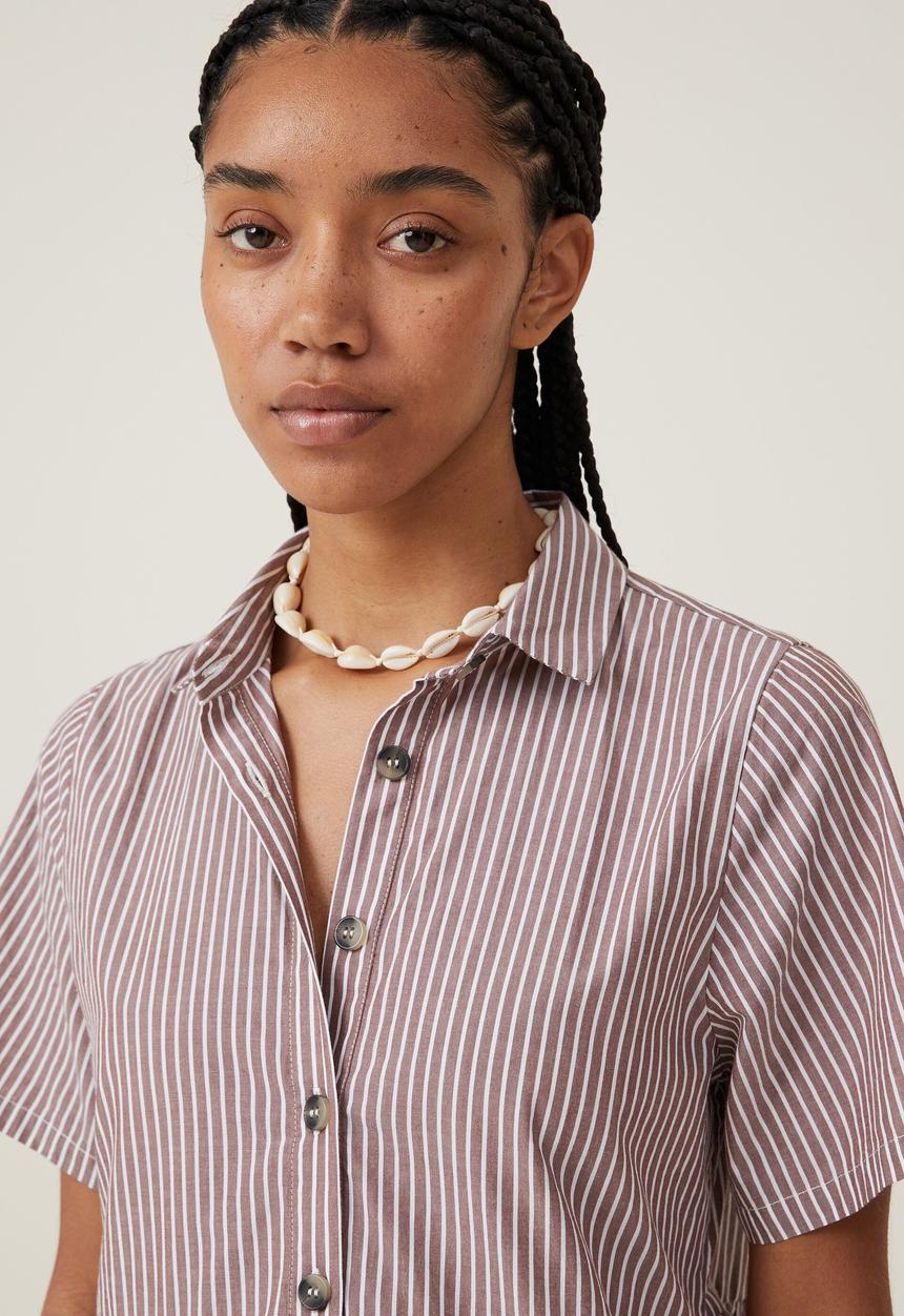 Cotton On - Noah mini shirt dress - layla stripe brown