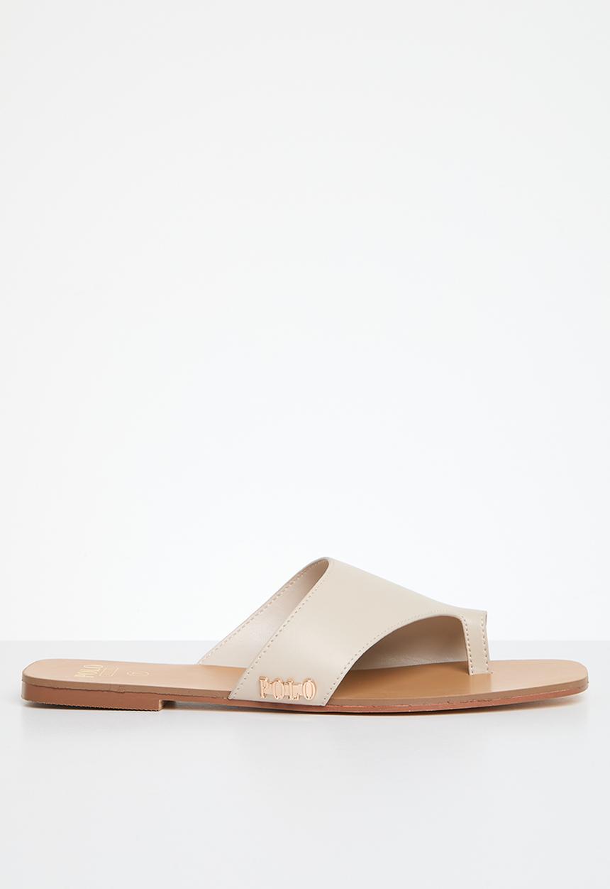 POLO - Womens toe post slip on sandal - stone