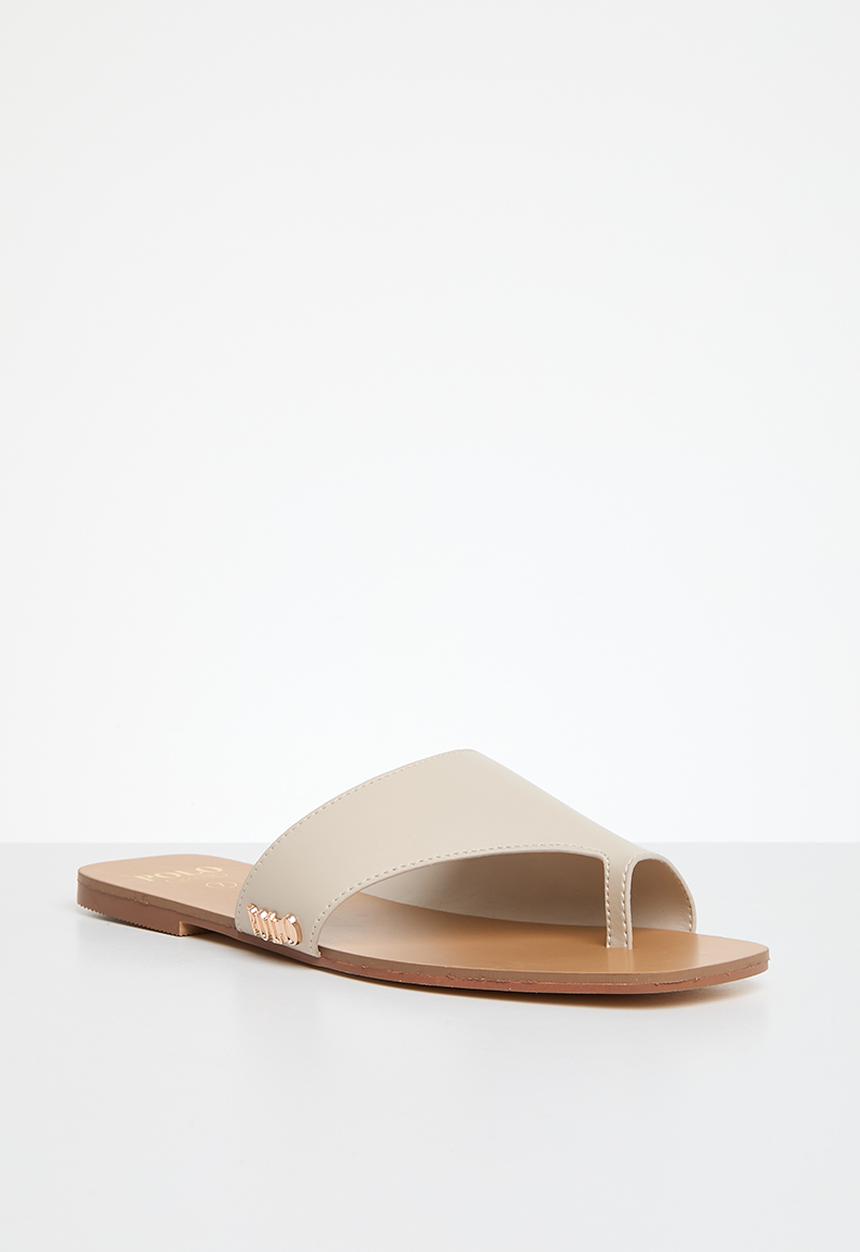 POLO - Womens toe post slip on sandal - stone