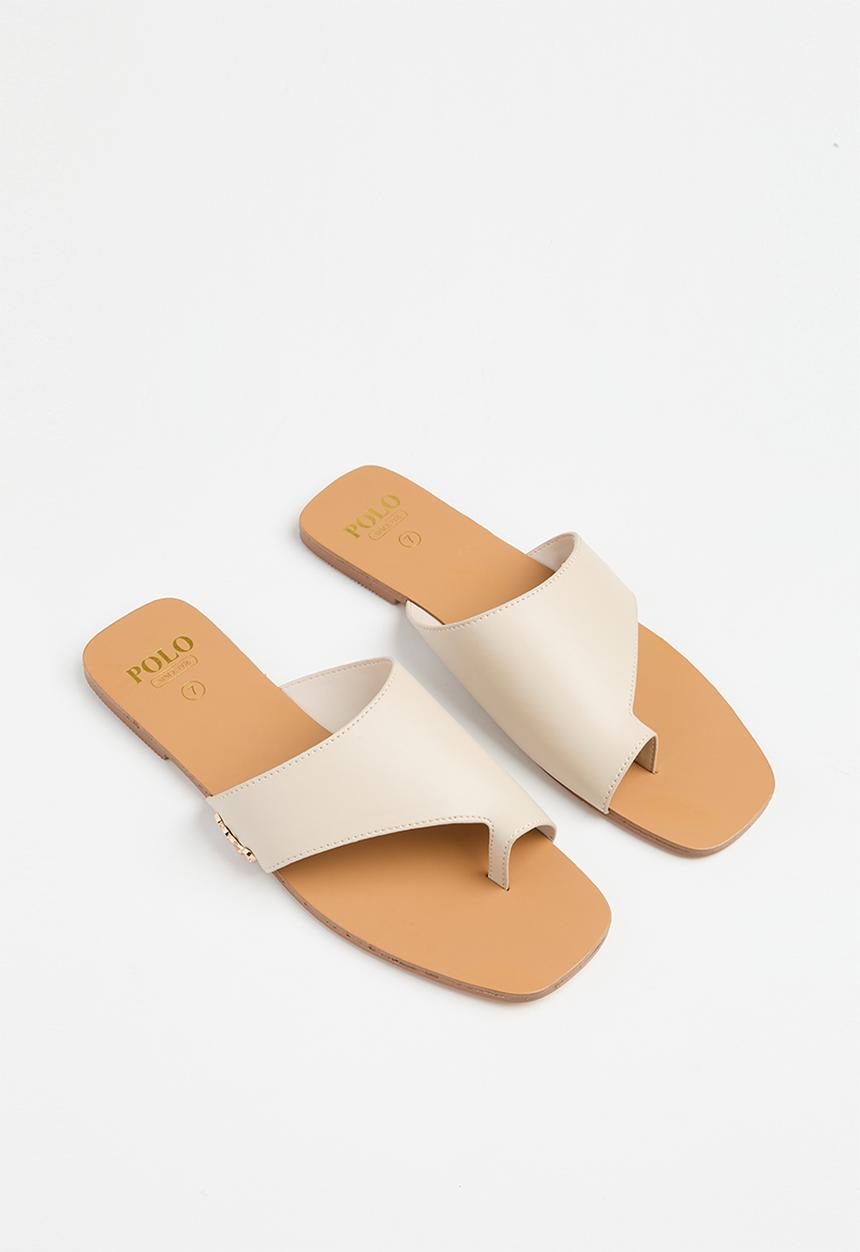 POLO - Womens toe post slip on sandal - stone