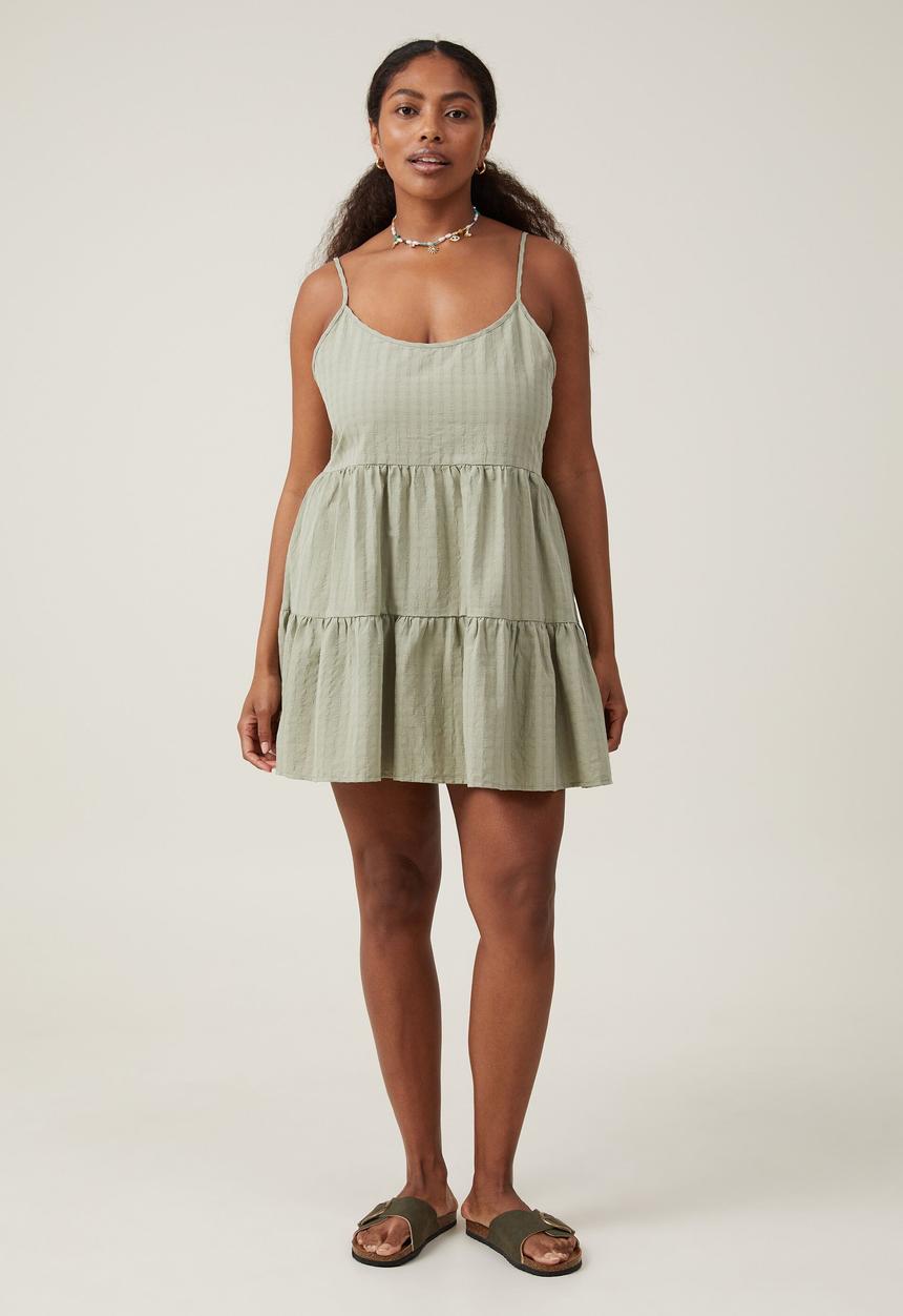 Cotton On - Summer tiered mini dress - desert sage