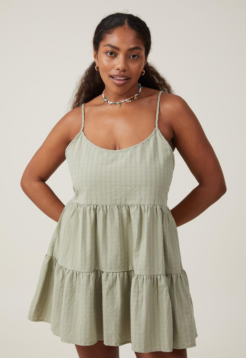 Cotton On - Summer tiered mini dress - desert sage
