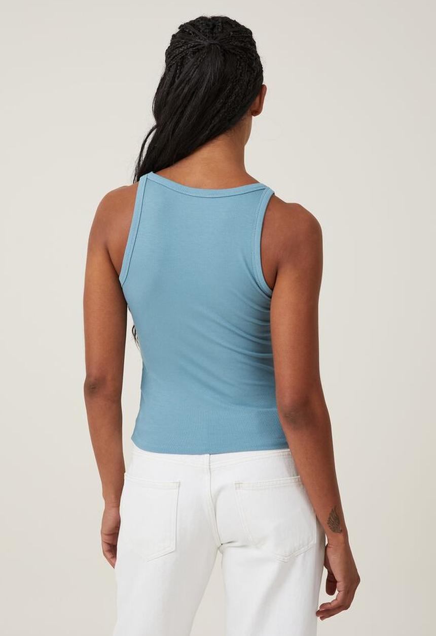 Cotton On - Staple rib scoop neck tank - aspen blue