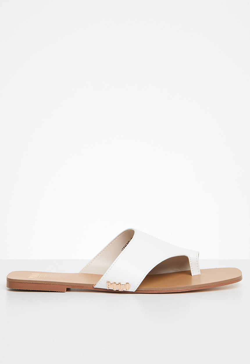 POLO - Womens toe post slip on sandal - white
