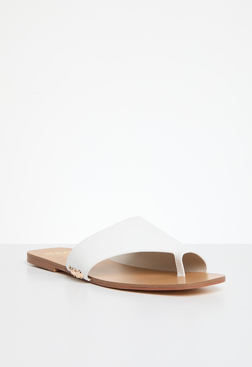POLO - Womens toe post slip on sandal - white
