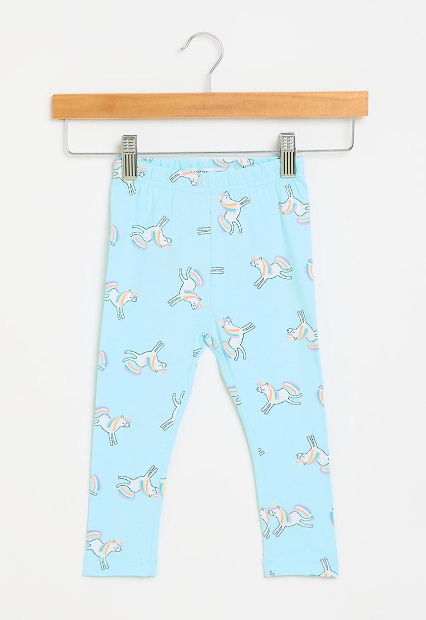 MINOTI - Girls aqua unicorns basic legging - aqua 