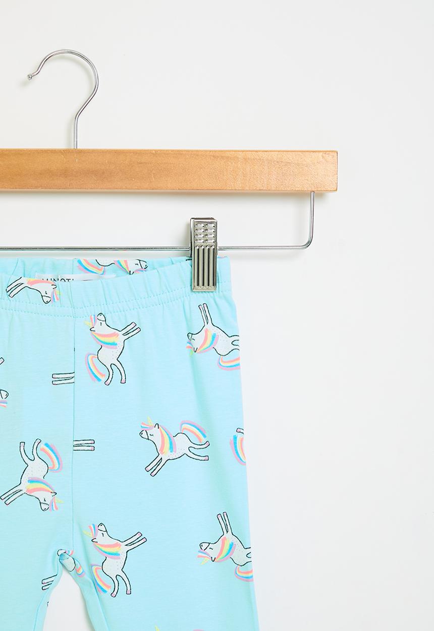 MINOTI - Girls aqua unicorns basic legging - aqua 