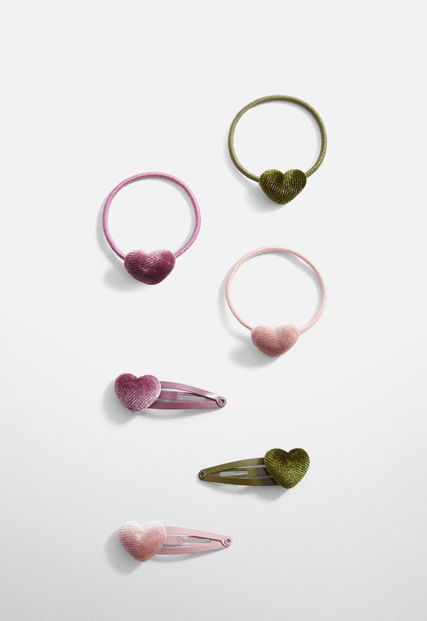 MANGO - Hairclip hearts - maroon
