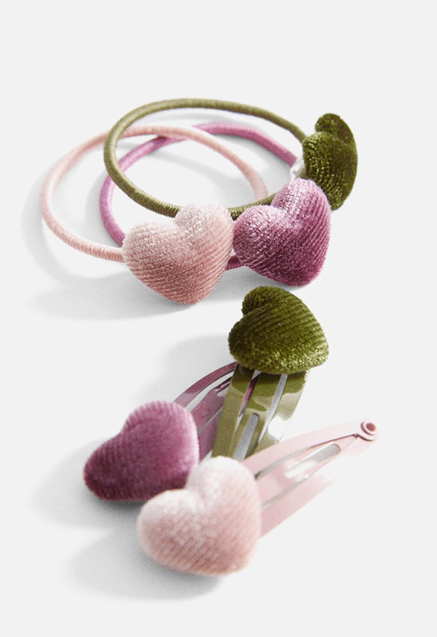 MANGO - Hairclip hearts - maroon