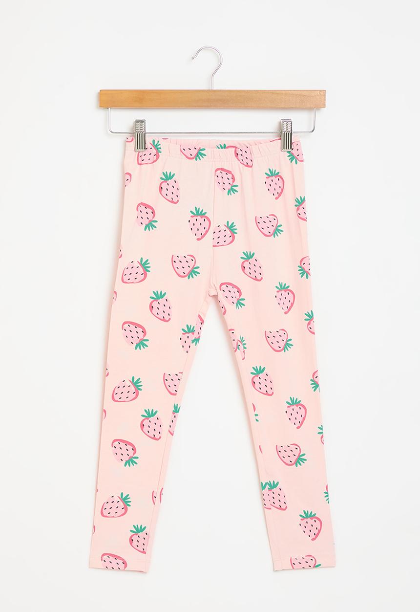 MINOTI - girls pink strawberries basic legging - pink 