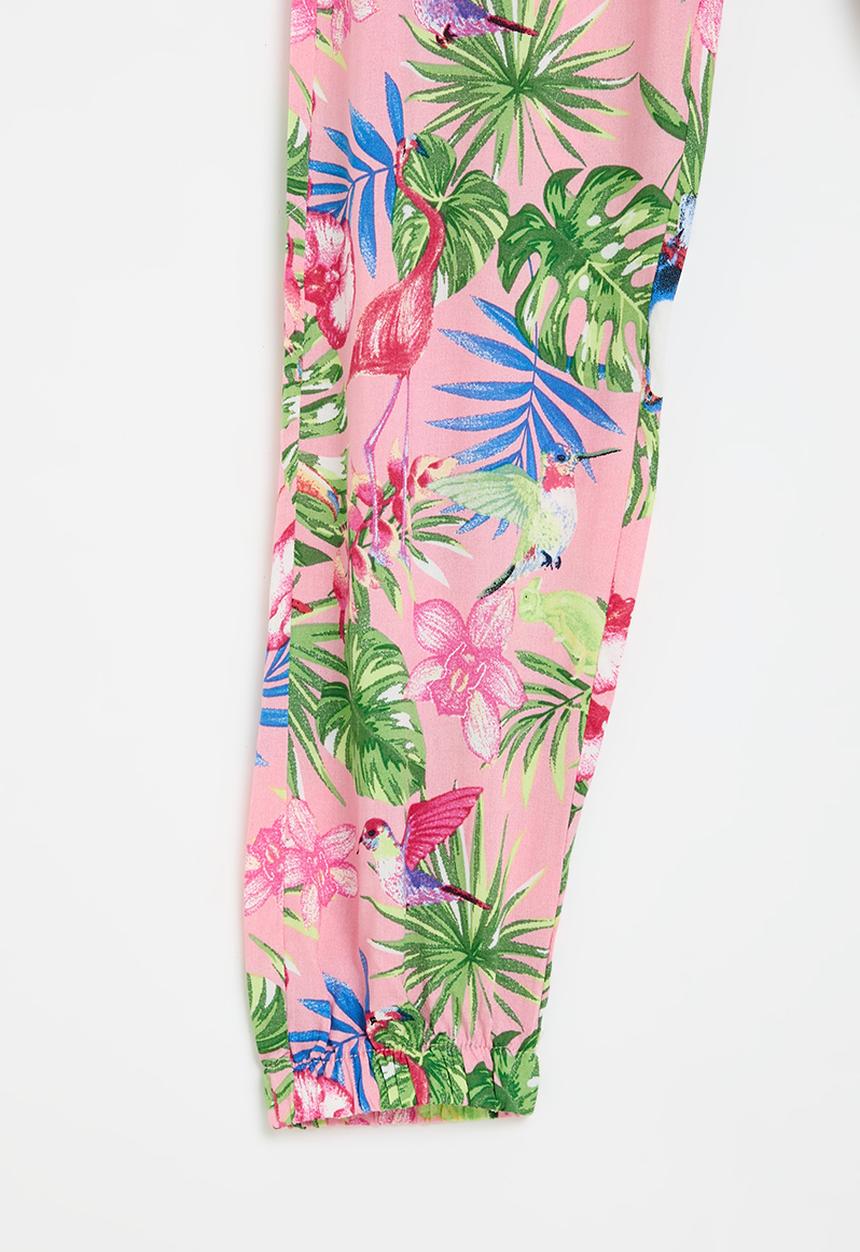 MINOTI - Girls pink aop tropical harem pant - multi 
