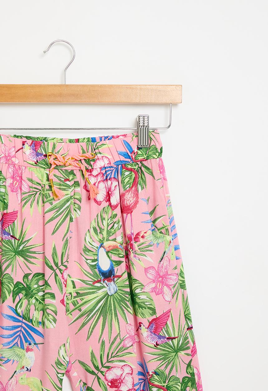 MINOTI - Girls pink aop tropical harem pant - multi 