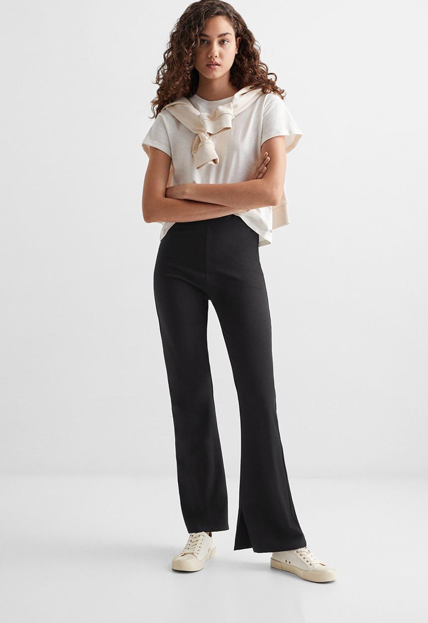 MANGO - Leggings flaret - black