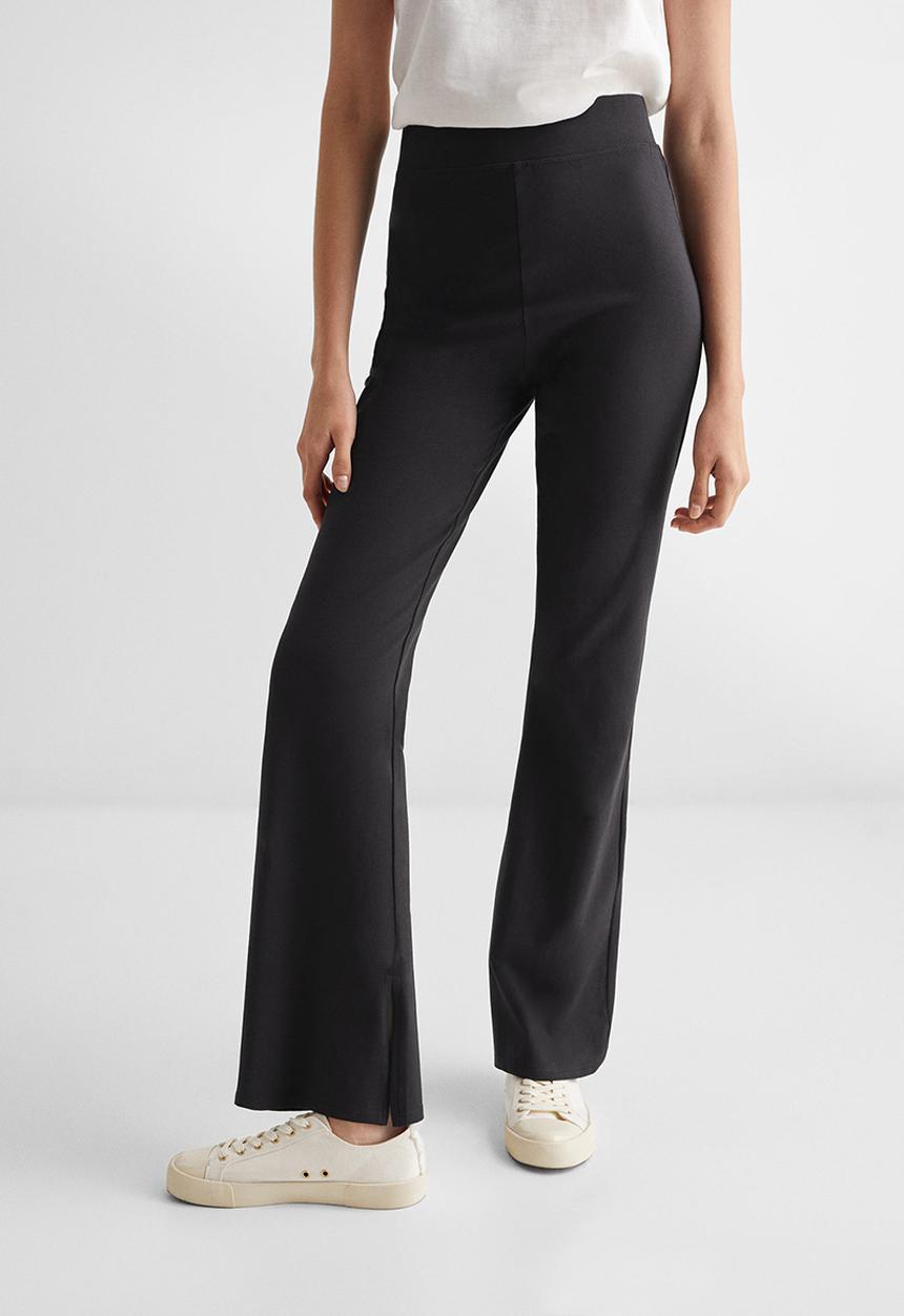 MANGO - Leggings flaret - black