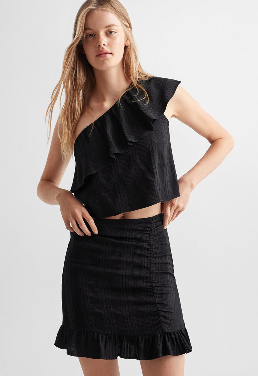 MANGO - Skirt rayaf - black