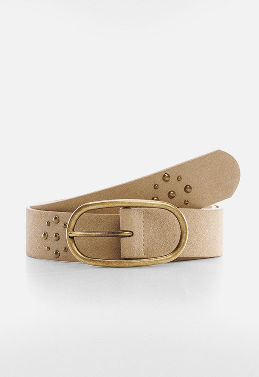 MANGO - Belt tachas - sand