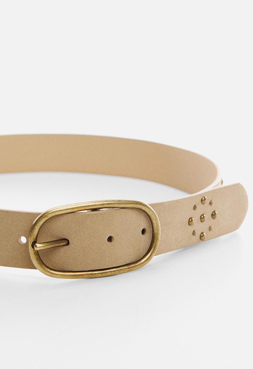 MANGO - Belt tachas - sand