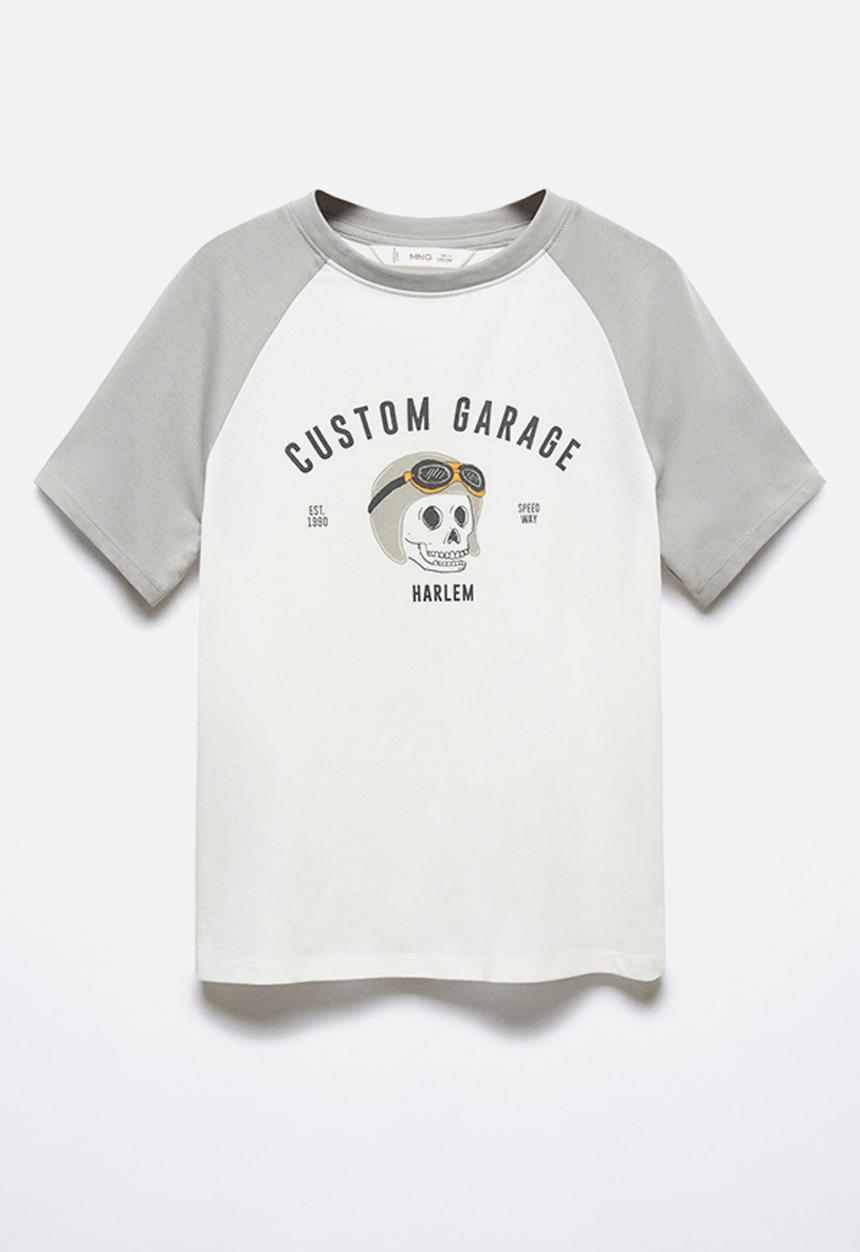 MANGO - T-shirt garage - grey & white