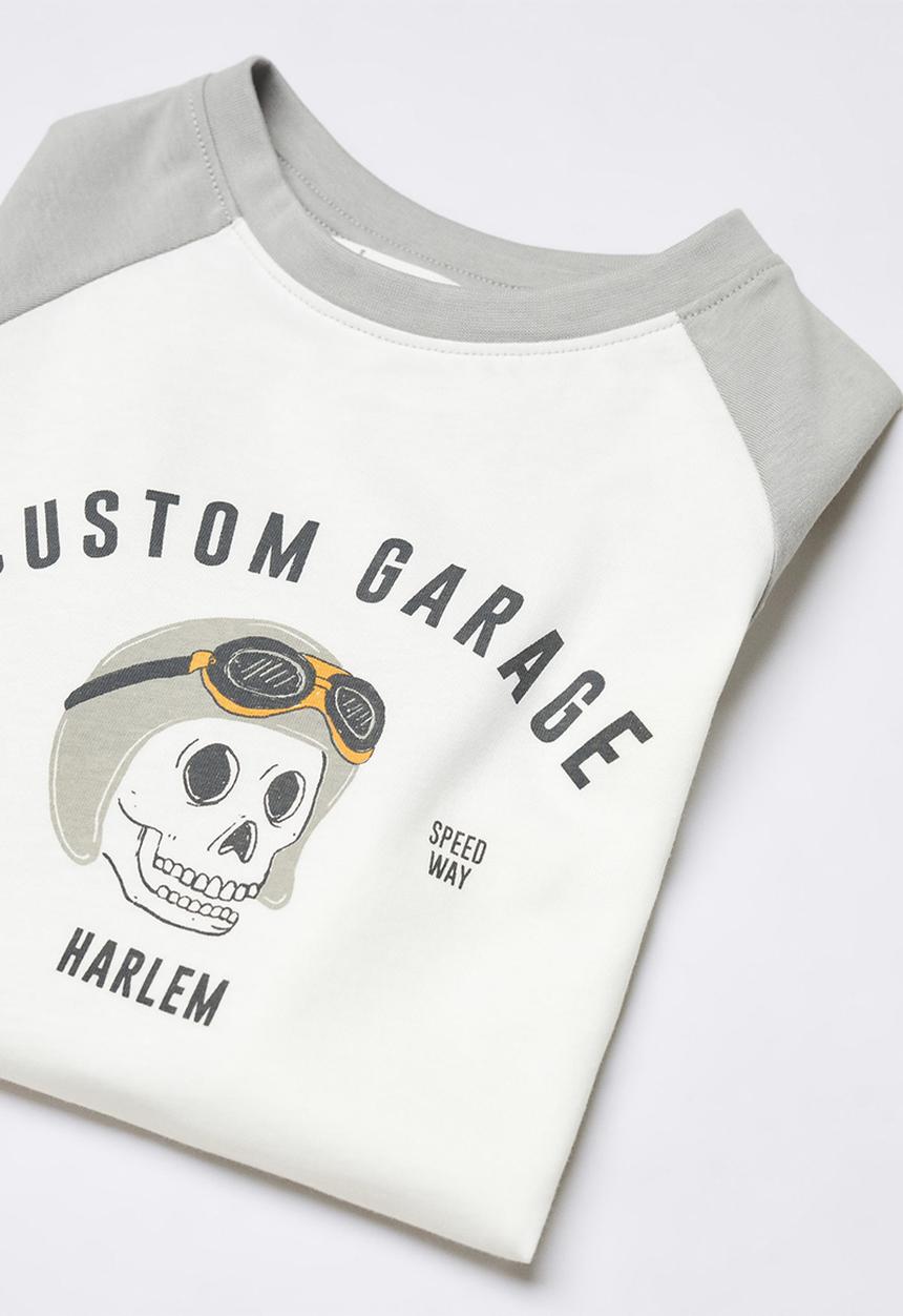 MANGO - T-shirt garage - grey & white