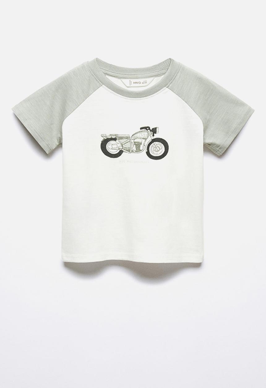 MANGO - T-shirt motofast - grey & white