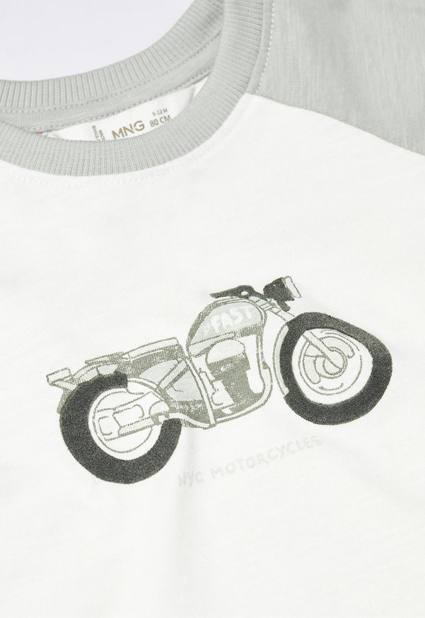 MANGO - T-shirt motofast - grey & white