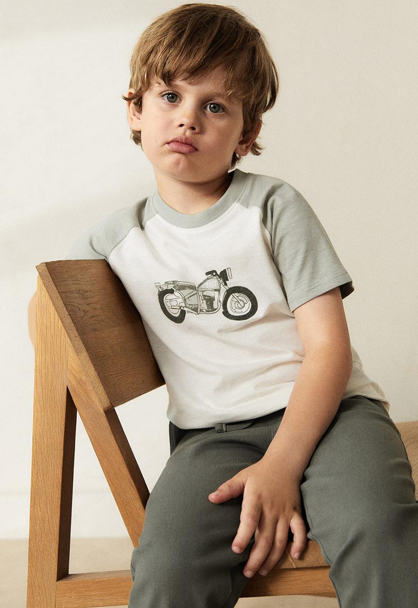 MANGO - T-shirt motofast - grey & white