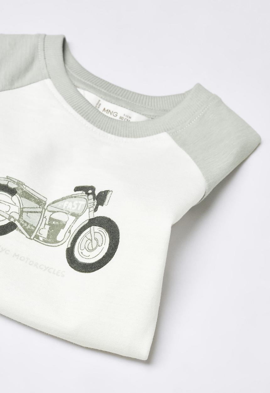 MANGO - T-shirt motofast - grey & white