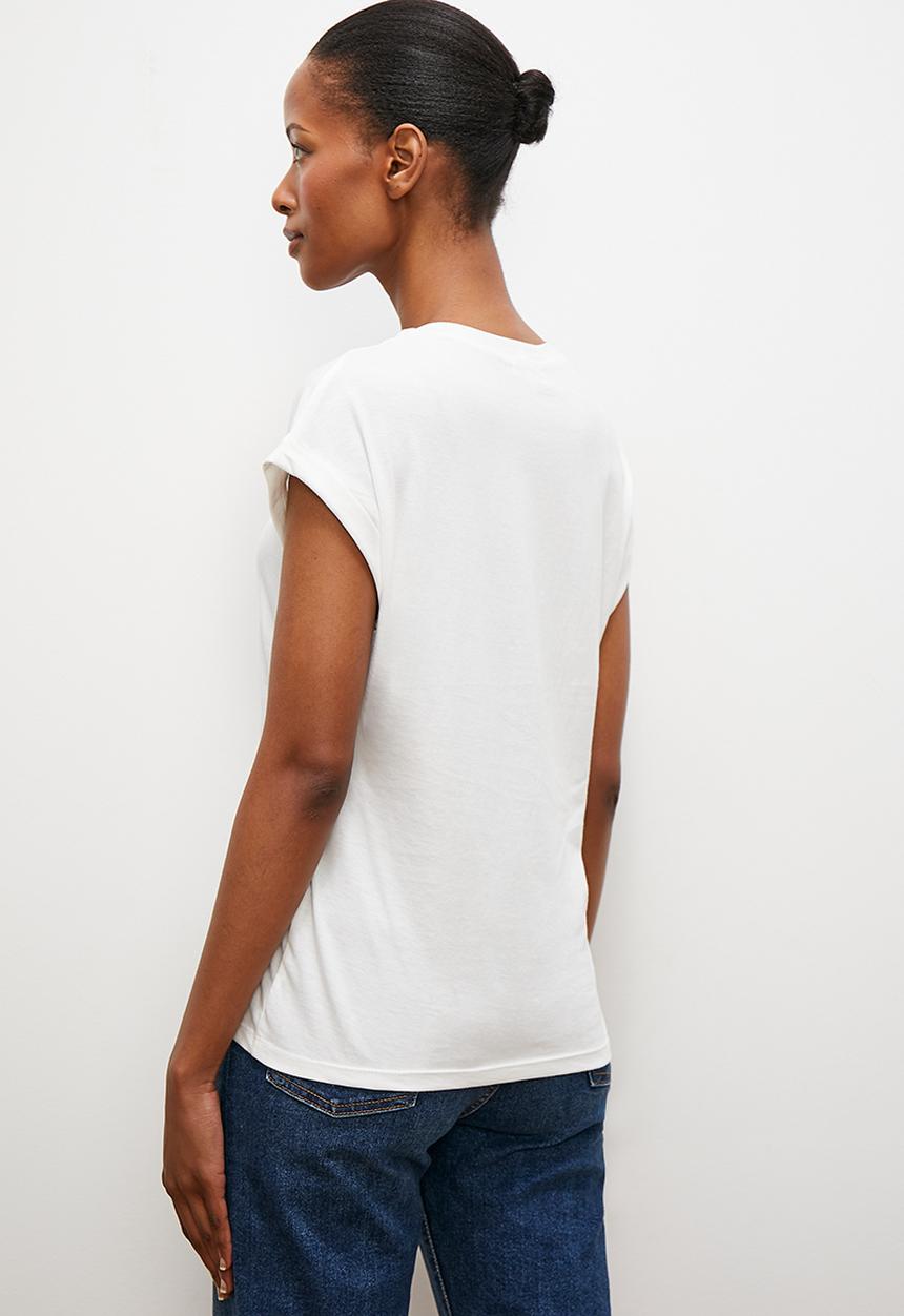 edit - Turnup drop shoulder T-shirt - white