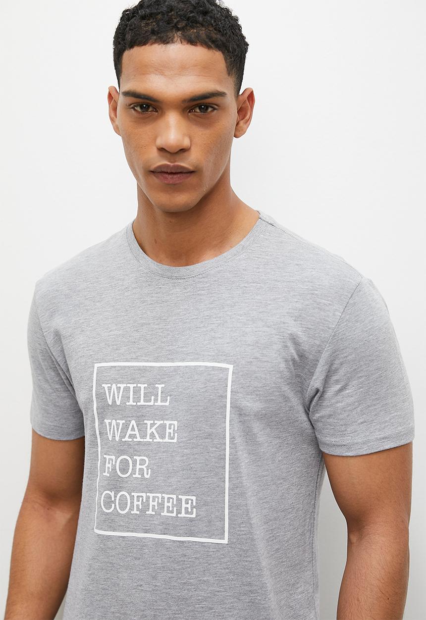 Superbalist - Graphic tee sleep set - grey & navy