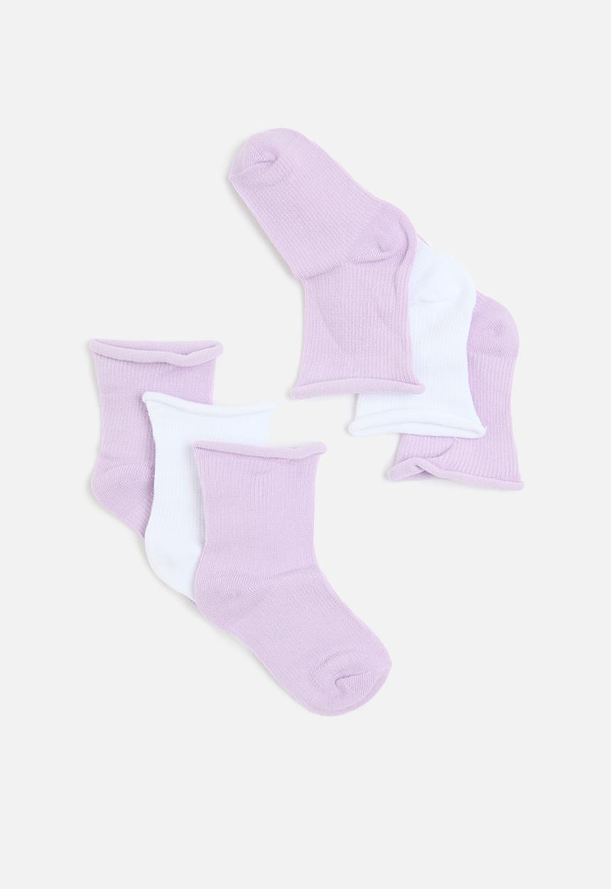 Cotton On - 3 Pack waffle crew socks - pale violet & white