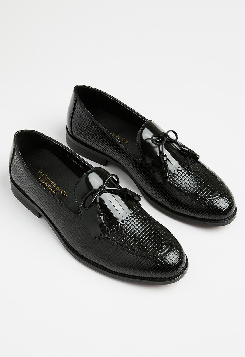 PC - Formal slip on bow - black basket weave 