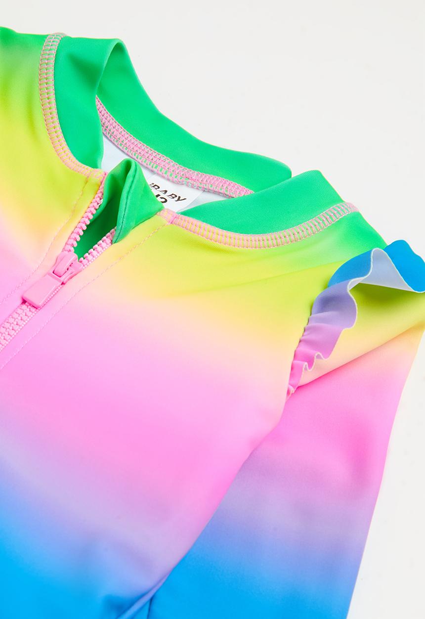 Cotton On - Bundle nicky ls swimsuit & sammy swim hat - neon rainbow ombre