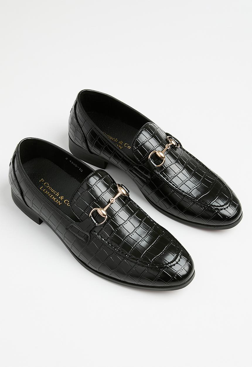 PC - Formal slip on  saddle - black crocodile
