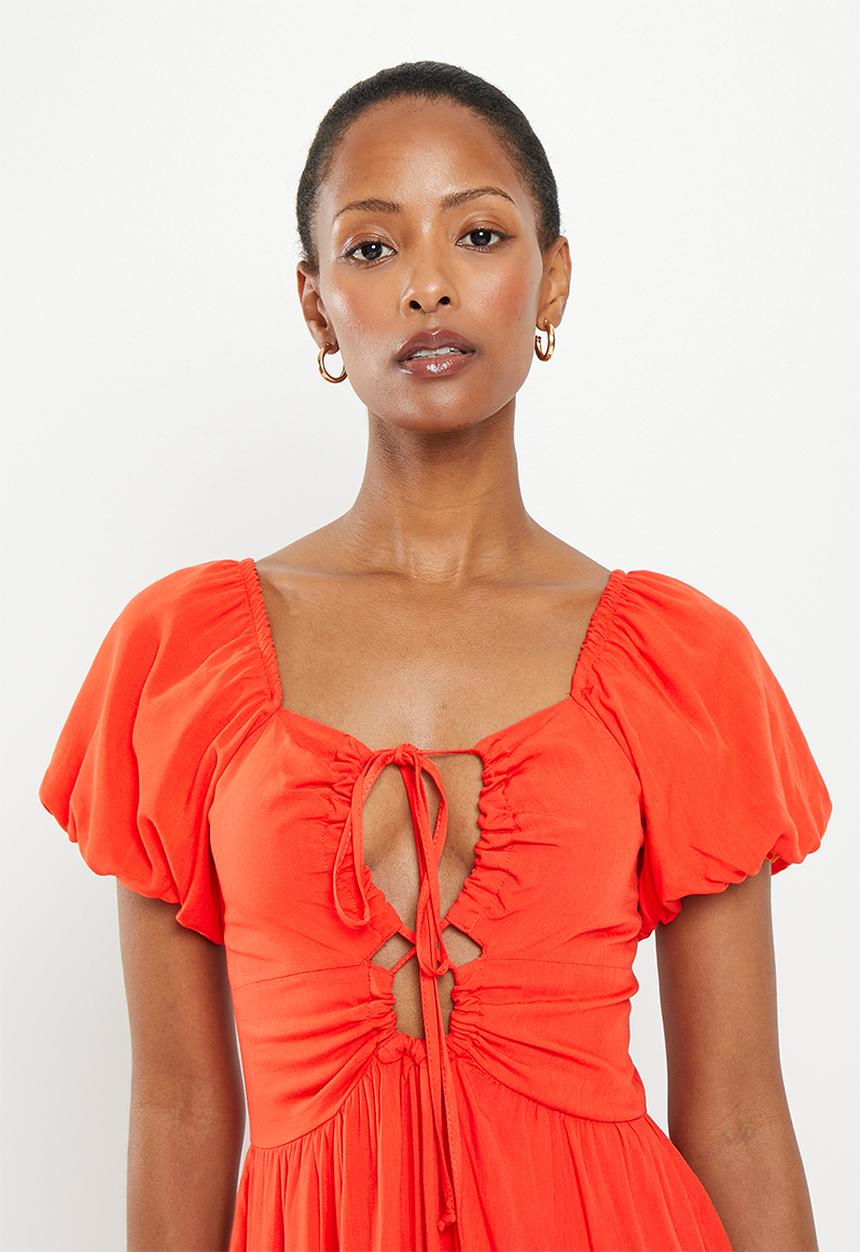 Me&B - The puff sleeve eva dress - coral