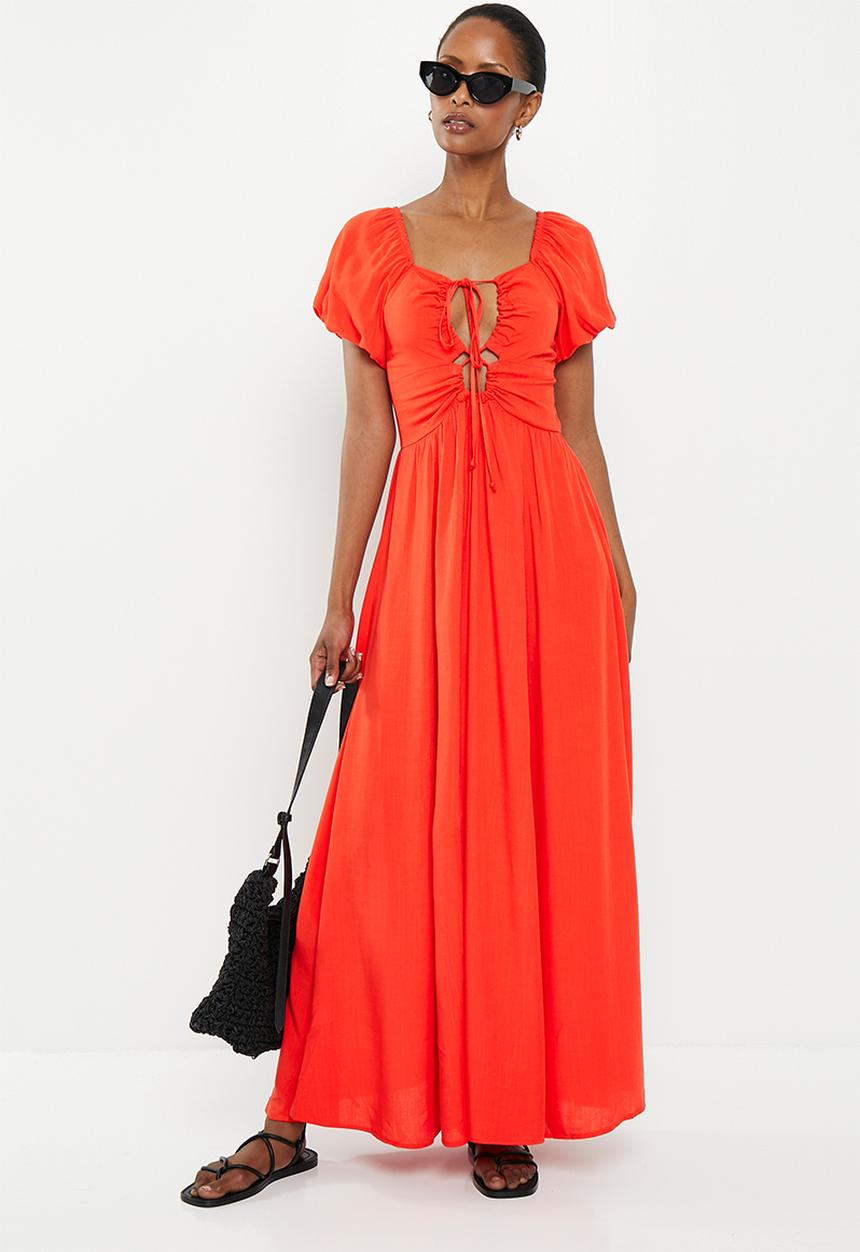 Me&B - The puff sleeve eva dress - coral