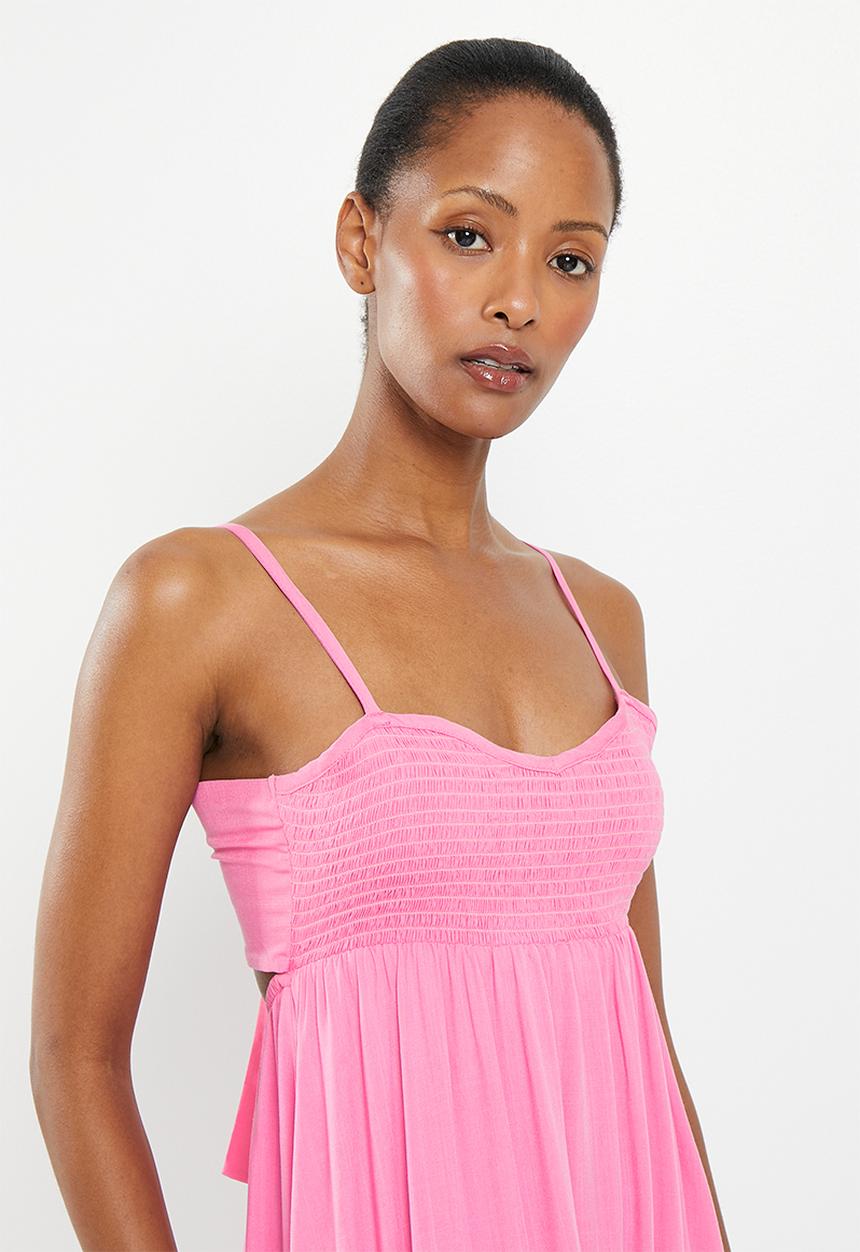 Me&B - The shirred bodice maxi sundress - pink
