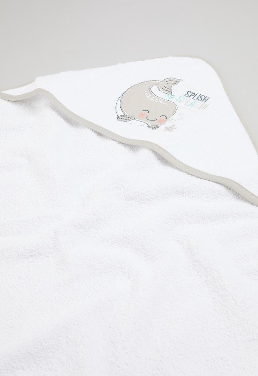 The Character Group (Legacy) - Whale hooded towels embroidered - grey