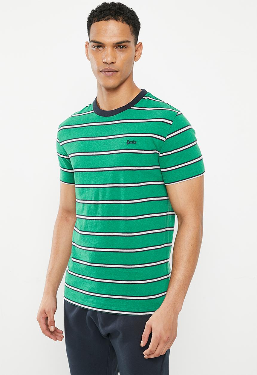 Superdry. - Vintage stripe tee - alpine green marl stripe