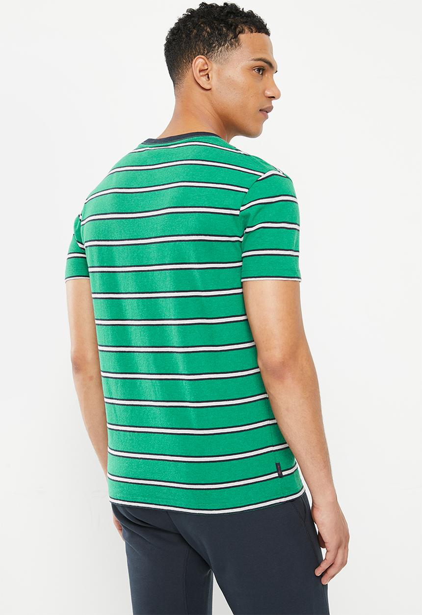 Superdry. - Vintage stripe tee - alpine green marl stripe